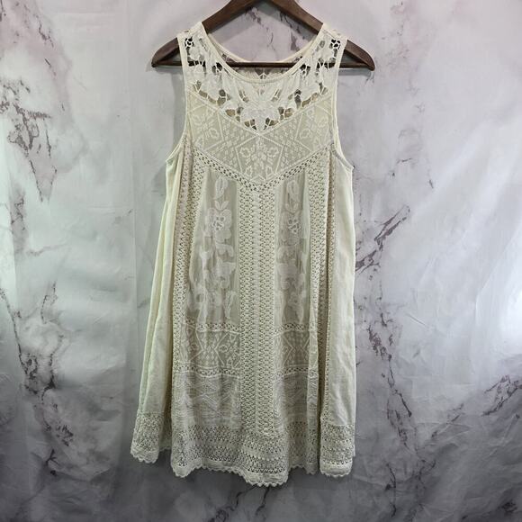 Vanessa Dress Women 6 Cream White Eyelet Lace Crochet Tank Boho Cottonwood - Picture 1 of 11